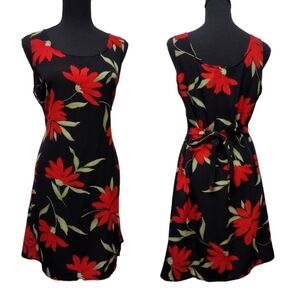 Island Girl sleeveless floral print dress with waist tie